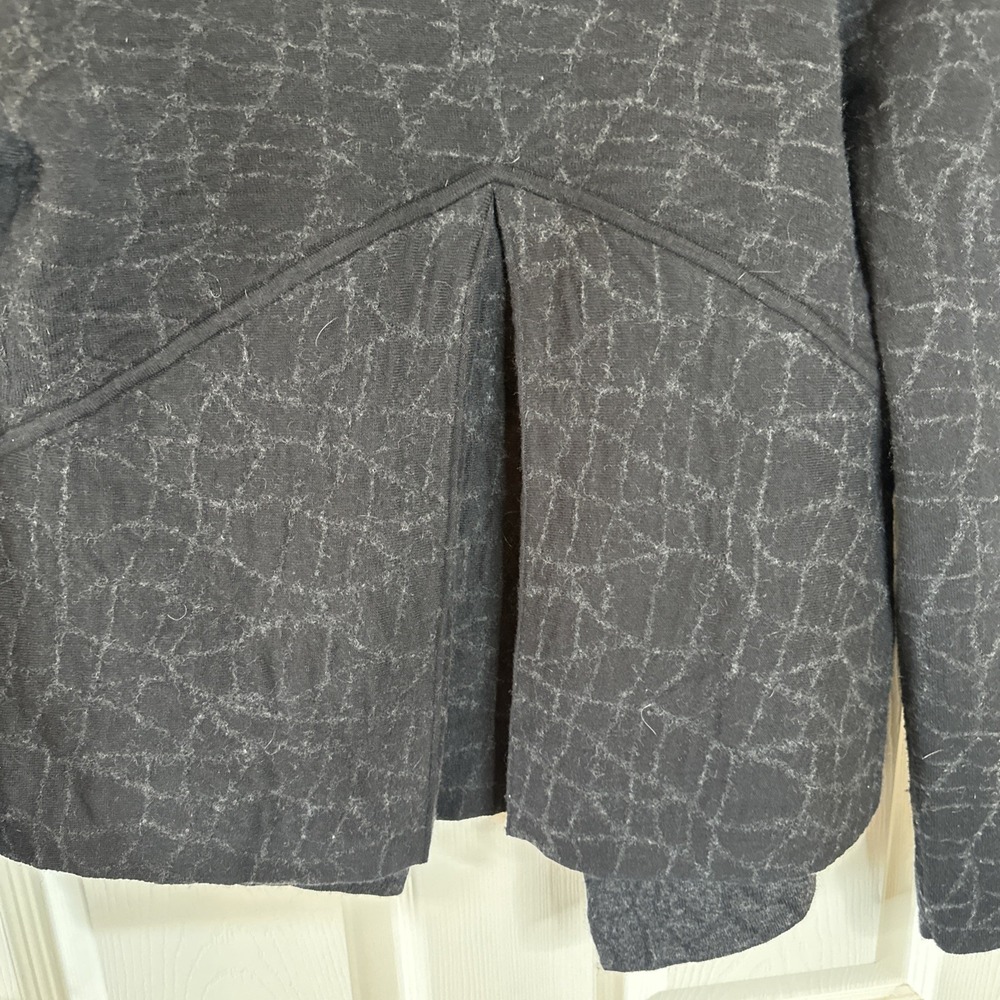 NWOT Eileen Fisher Mosaic Wool Blend Asymmetric Cardigan Sz‎ PM  Swtr Jacket Blk - Picture 4 of 6